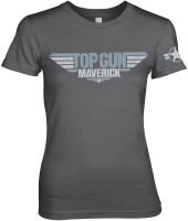Top Gun Maverick Distressed Logo Girly Tee Damen T-Shirt Dark-Grey Top Gun Maverick Distressed Logo Girly Tee Damen T-Shirt Dark-Grey