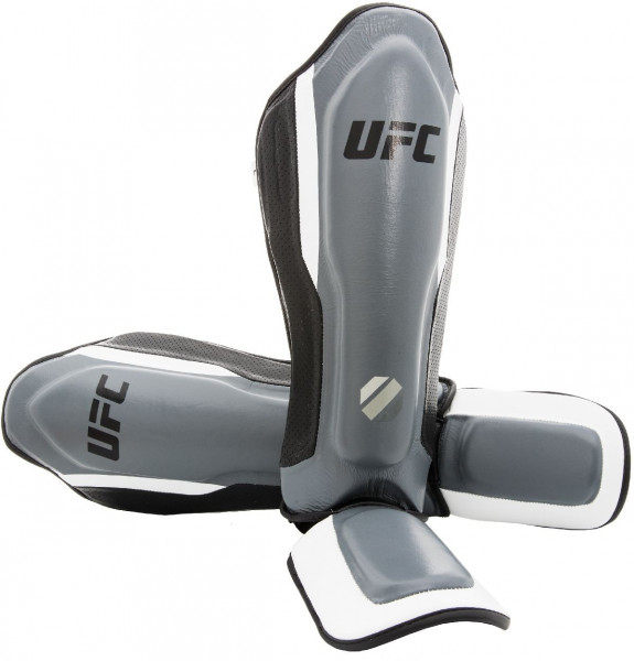 UFC Training Shin Guard Leather Silber/Schwarz-S/M (UHK-69981)-S/M