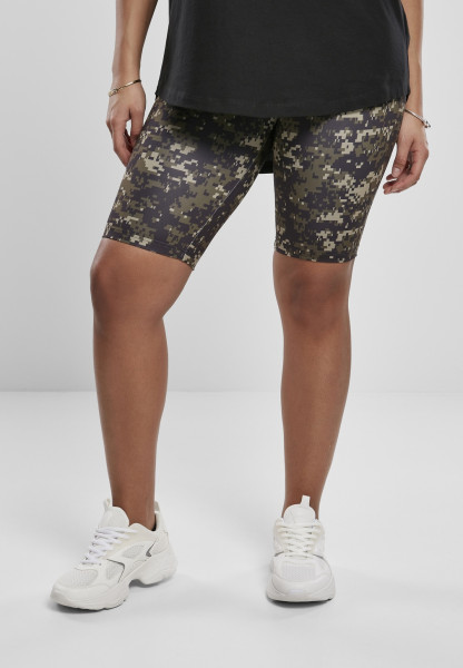 Urban Classics Women Shorts Ladies High Waist Camo Tech Cycle Shorts Wood Digital Camouflage