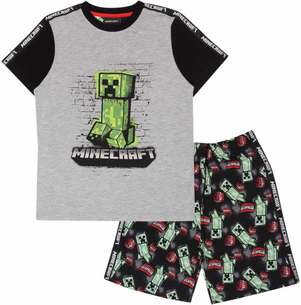 Minecraft - TNT (Kids Unisex Short Pyjama Set) Jungen Kinder Schlafanzug Black