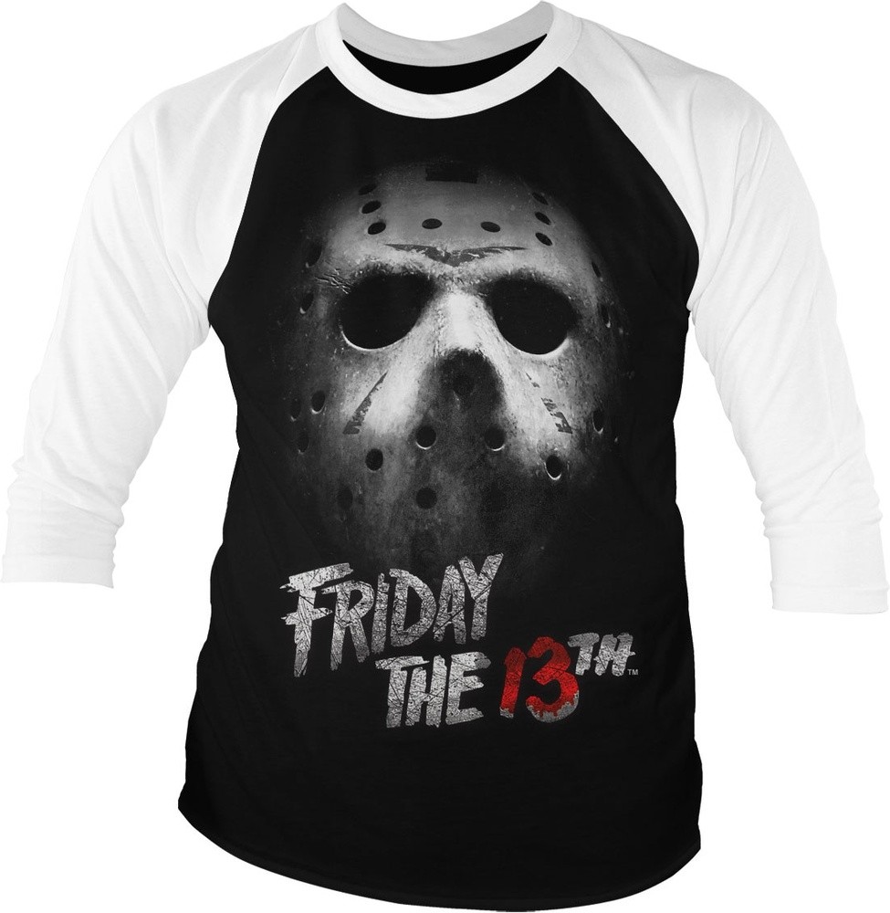 Friday The 13th Baseball 3/4 Sleeve Tee T-Shirt Weiß-Schwarz - Herren / Unisex