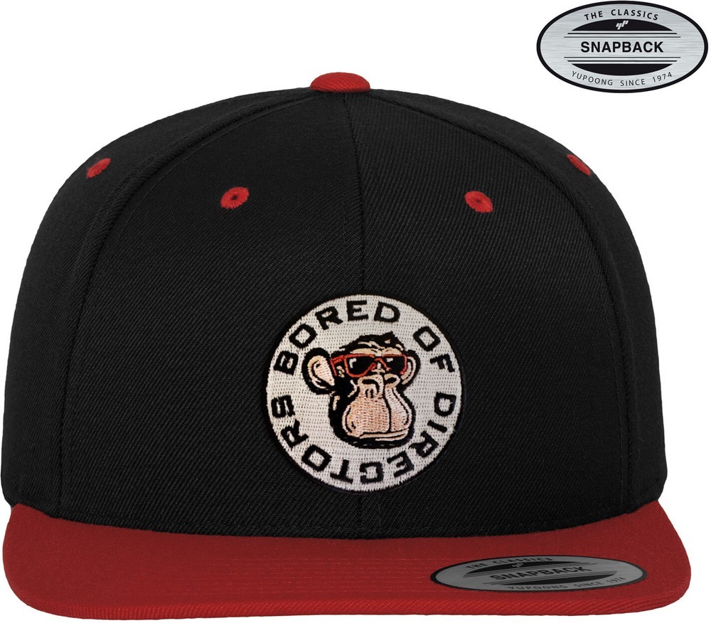 Bored Of Directors Circle Patch Premium Snapback Cap Schwarz/Rot - Herren / Unisex
