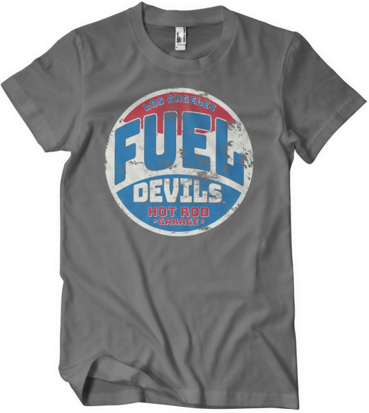 Fuel Devils Hot Rod Garage Patch T-Shirt Dark-Grey