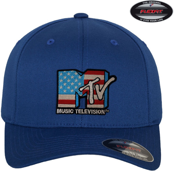 MTV American Flag Flexfit Cap Blue