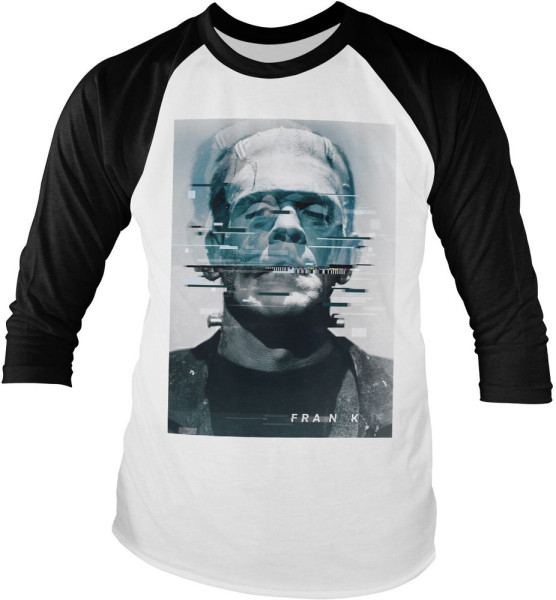 Universal Monsters Frankenstein Bad Signal Baseball Long Sleeve Tee Longsleeve White-Black