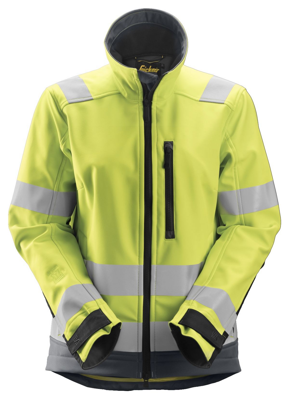 Snickers Damen AllroundWork Hi-Vis Softshell Arbeitsjacke, Kl. 2/3, EN 20471 HV-Gelb-Stahlgrau - Damen