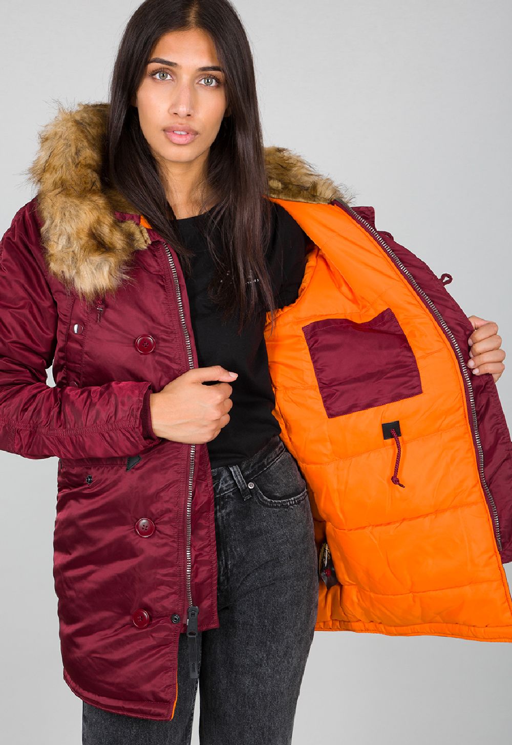 Red Bomber Jacket Alpha Industries Parka Rot Pilotenjacke