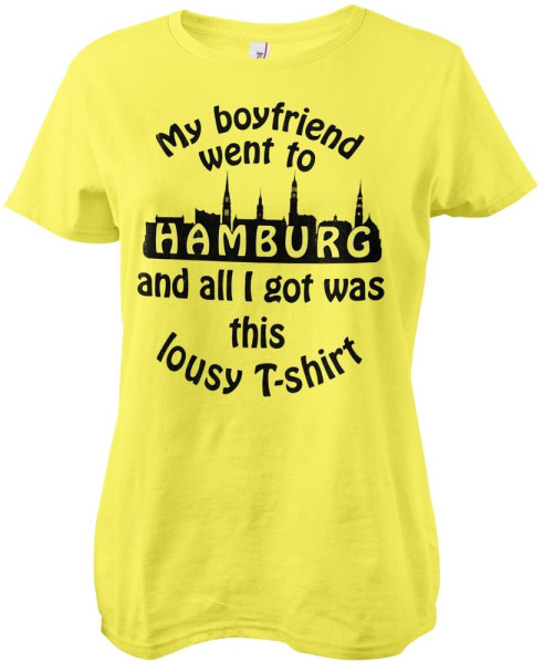 Hybris My Boyfriend Went To Hamburg Girly Tee Damen T-Shirt Yellow