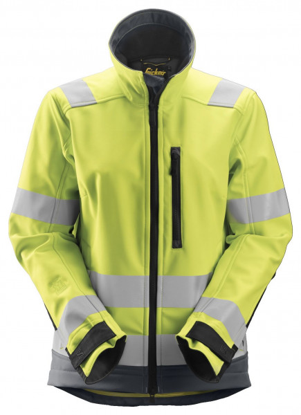 Snickers Damen AllroundWork Hi-Vis Softshell Arbeitsjacke, Kl. 2/3, EN 20471 HV-Gelb-Stahlgrau