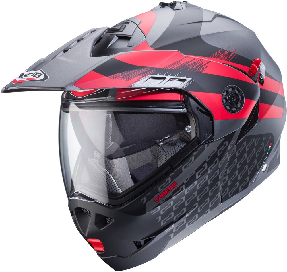 Caberg Motorrad Klapphelm Tourmax X Sarabe Matt-Gun Metallic/Schwarz-Rot - Herren / Unisex