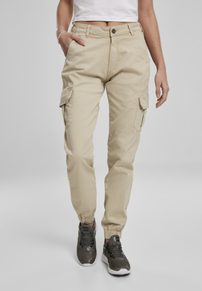 Urban Classics Damen Hose Ladies High Waist Cargo Pants Concrete