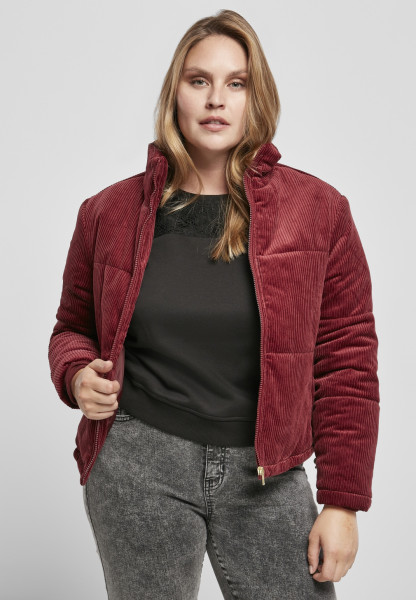 Urban Classics Women Winter Jacket Ladies Corduroy Puffer Jacket Burgundy