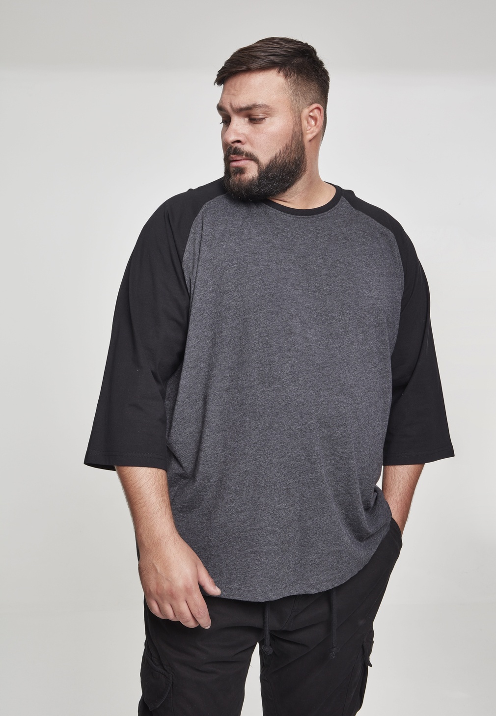 Urban Classics T-Shirt Contrast 3/4 Sleeve Raglan Tee Cha/Schwarz - Herren / Unisex