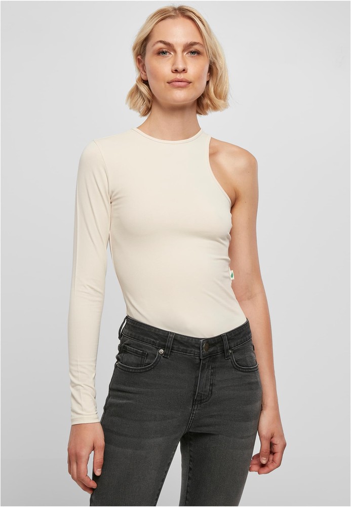 Urban Classics Damen Brands Shirt Asymmetric | Ladies Body Organic Stretch Whitesand