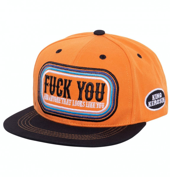 King Kerosin Cap Flat Brim Fuck You Orange/Black