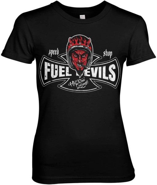 Fuel Devils Smiling Devil Speed Shop Girly Tee Damen T-Shirt Black