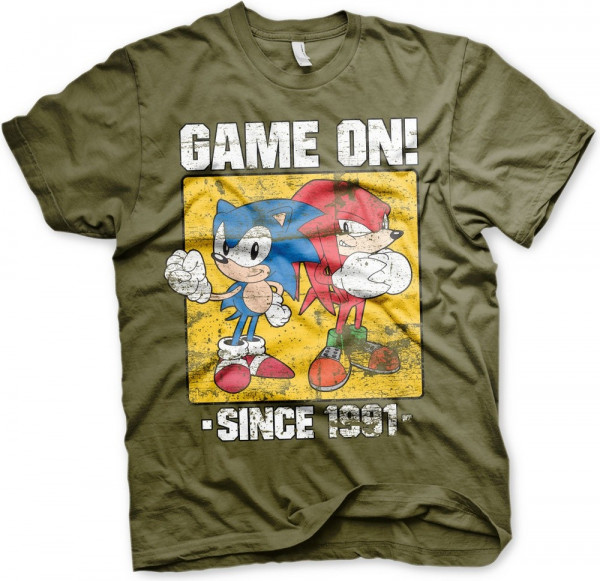 Sonic The Hedgehog Sonic Game On Since 1991 T-Shirt Olive