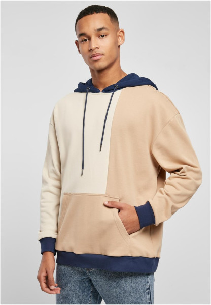 Urban Classics Sweatshirt Oversized Color Block Hoody Softseagrass/Unionbeige