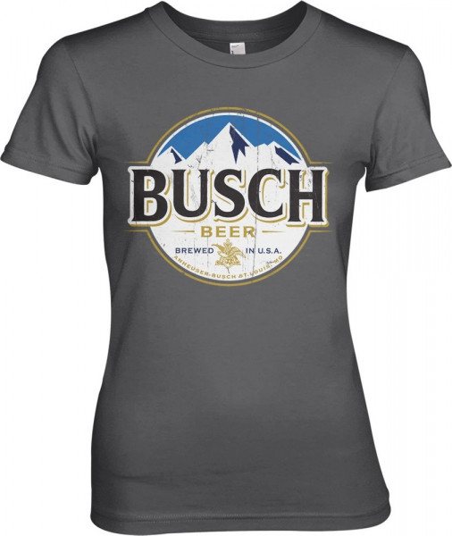 Busch Beer Vintage Label Girly Tee Damen T-Shirt Dark-Grey