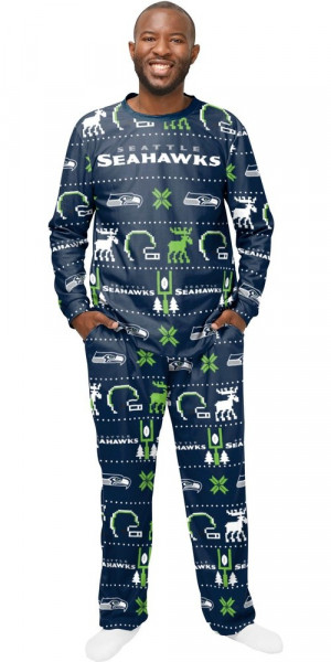 Seattle Seahawks Ugly Pajama American Football NFL Blau/Weiß