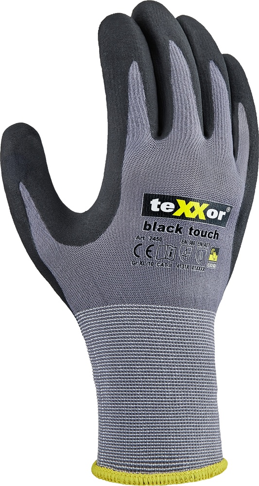 teXXor Nylon-Strickhandschuhe Schwarz Touch (12 Stück) 2450 - Herren / Unisex