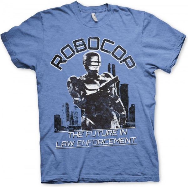 Robocop The Future In Law Emforcement T-Shirt Blue-Heather