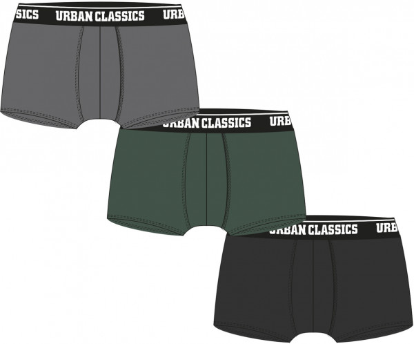 Urban Classics Boxershort Boxer Shorts 3-Pack Grey/Darkgreen/Black