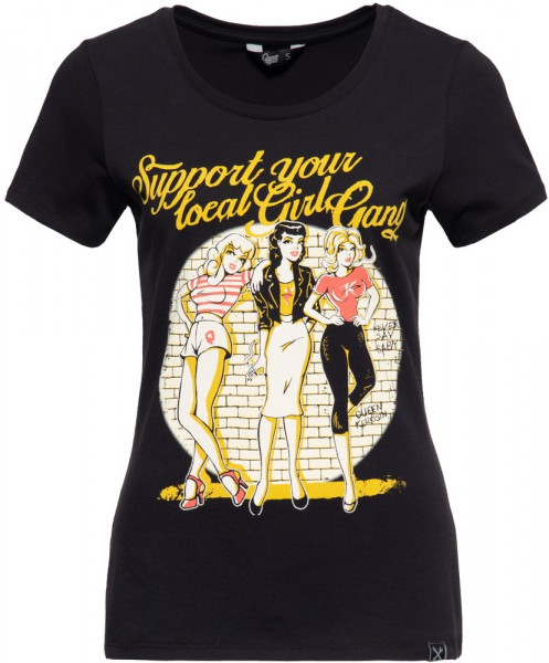 Queen Kerosin Print T-Shirt im Slim Fit QK4215357358 Schwarz