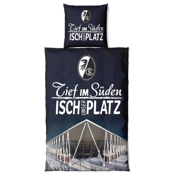 SC Freiburg Bettwäsche Stadion Fussball Rot-135x200, 80x80cm