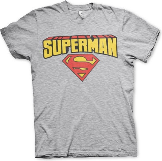 Superman Blockletter Logo T-Shirt Heather-Grey