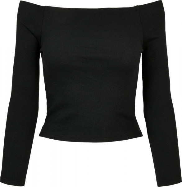 Urban Classics Damen Ladies Off Shoulder Rib Longsleeve Black