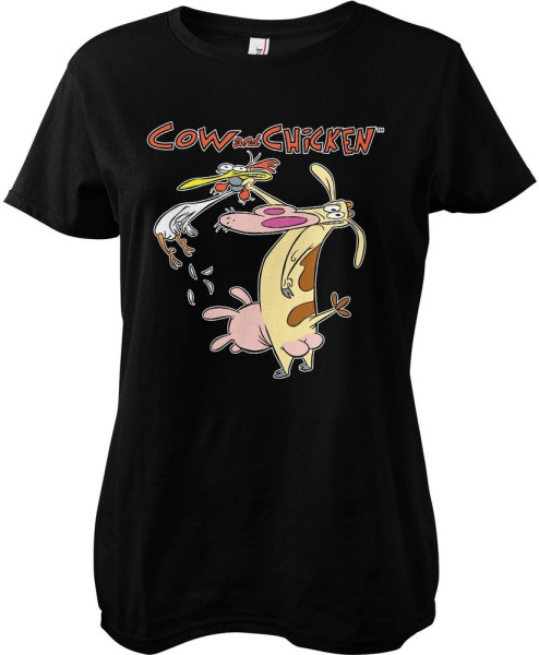 Cow And Chicken Girly Tee Damen T-Shirt Black