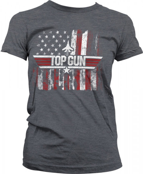 Top Gun America Girly Tee Damen T-Shirt Dark-Heather