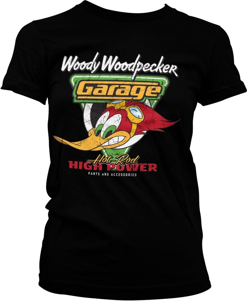 Woody Woodpecker Garage Girly Tee Damen T-Shirt Schwarz - Damen