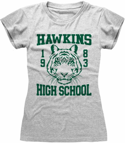 Stranger Things - Hawkins High School (Fitted) Damen Shirt Heather Grey