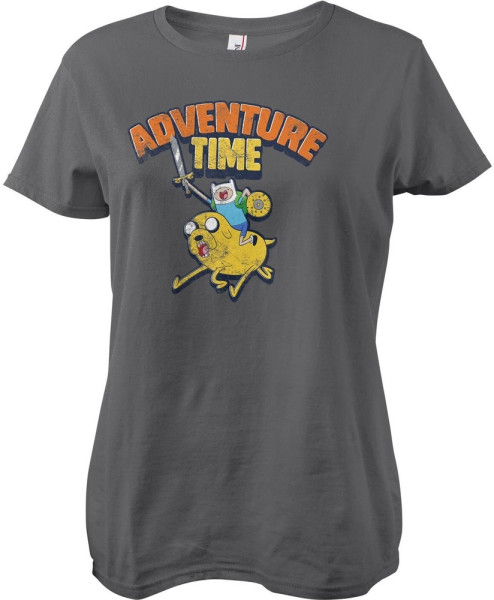 Adventure Time Washed Girly Tee Damen T-Shirt Darkgrey