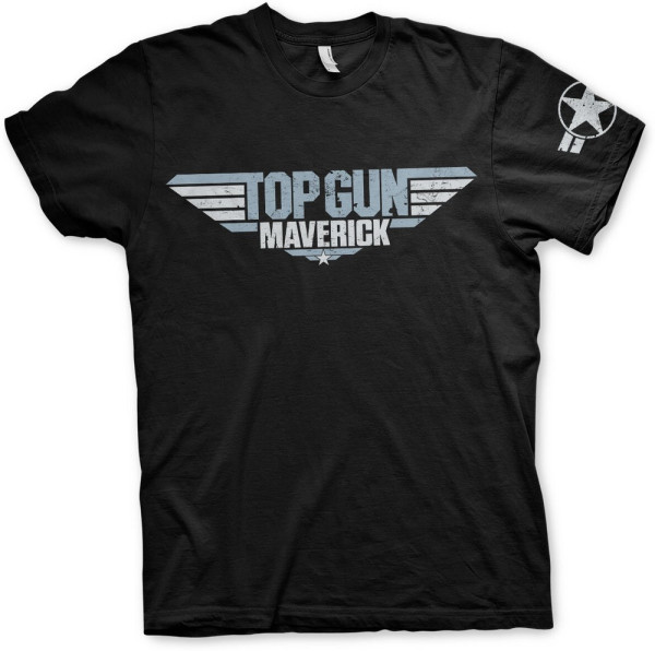 Top Gun Maverick Distressed Logo T-Shirt Black
