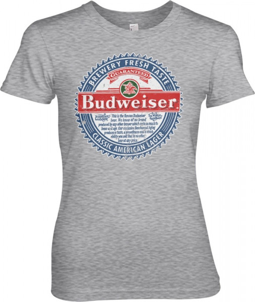 Budweiser American Lager Girly Tee Damen T-Shirt Heather-Grey