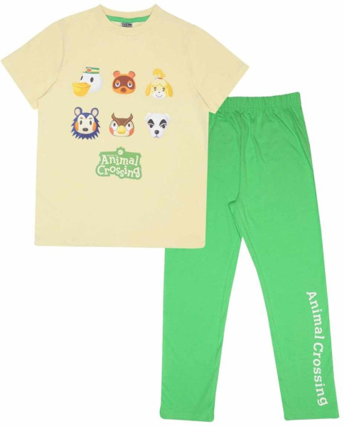 Nintendo Animal Crossing (Kids Unisex Short Pyjama Set) Jungen Kinder Schlafanzug Black