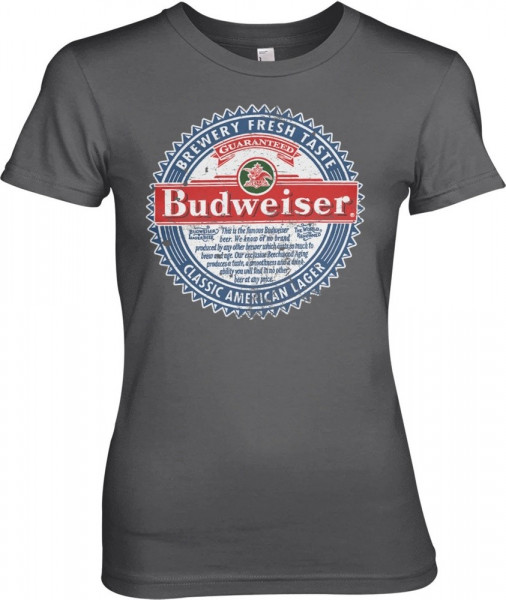 Budweiser American Lager Girly Tee Damen T-Shirt Dark-Grey