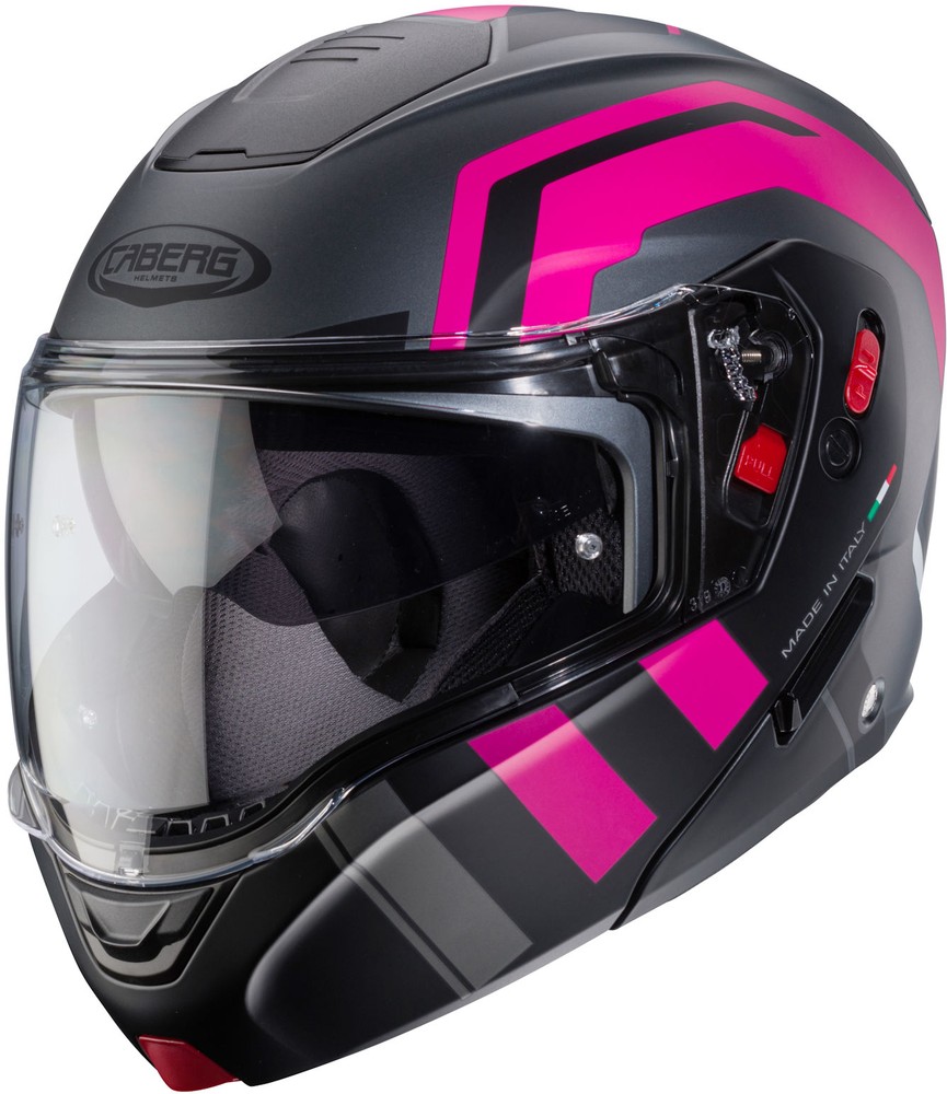 Caberg Motorrad Klapphelm Horus X Road Matt-Gun Metallic/Schwarz-Fuchsia - Herren / Unisex