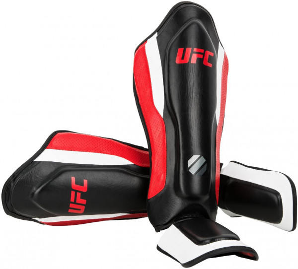 UFC Training Shin Guard Leather Schwarz/Rot-L/XL (UHK-69980)-L/XL