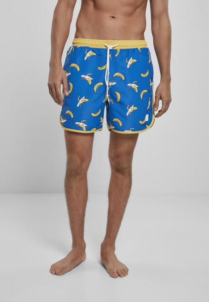 Urban Classics Swim Shorts Pattern Retro Swim Shorts Banana Aop Blue