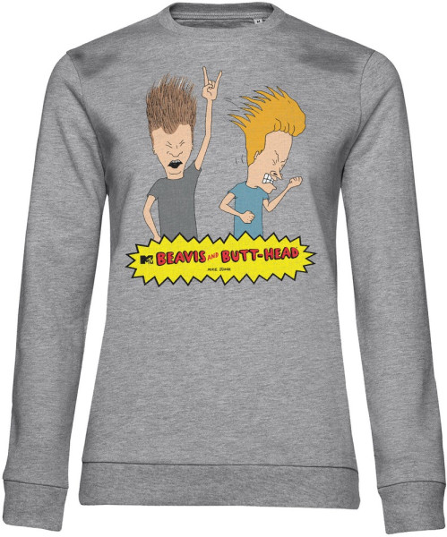 Beavis and Butt-Head Headbanging Girly Sweatshirt Damen Heather-Grey