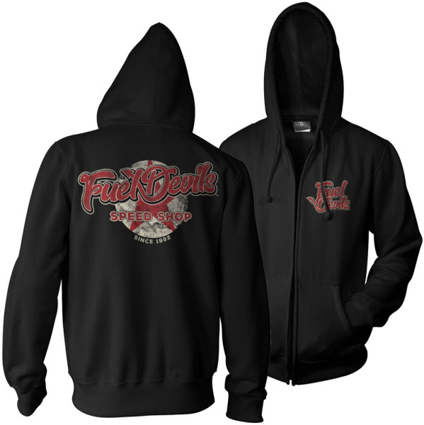 Fuel Devils Rust Logo Zipped Hoodie Black