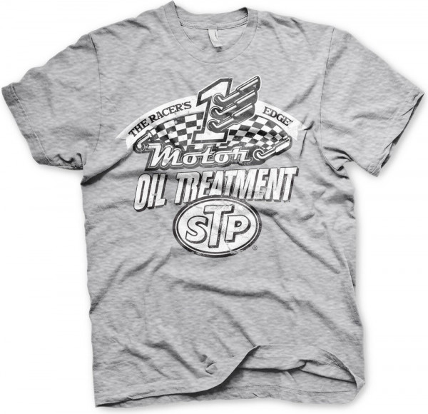 STP Oil Treatment Distressed T-Shirt Heather-Grey