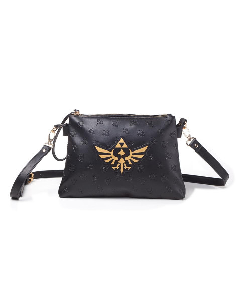 Zelda - AOP With Gold Print Hyrule Logo Ladies Shoulderbag Black