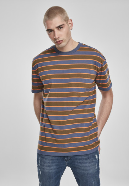Urban Classics T-Shirt Yarn Dyed Oversized Board Stripe Tee Summerolive/Vintageblue