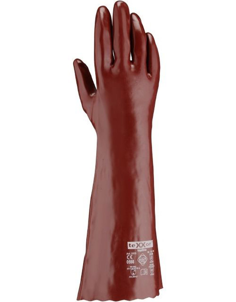 teXXor Topline Chemikalienschutz-Handschuhe Pvc Rotbraun (12 Paar) 2113 - Herren / Unisex