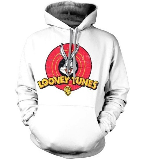 Looney Tunes Distressed Logo Hoodie White